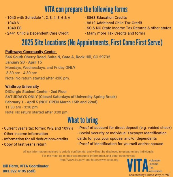 VITA Flyer. All information from this flyer is listed below.